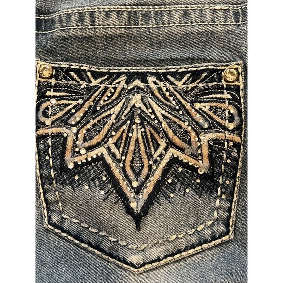 Copperflash 14WCurvy Blue Straight-Leg Jeans Embroidery Comfortable Stretch - Picture 14 of 14